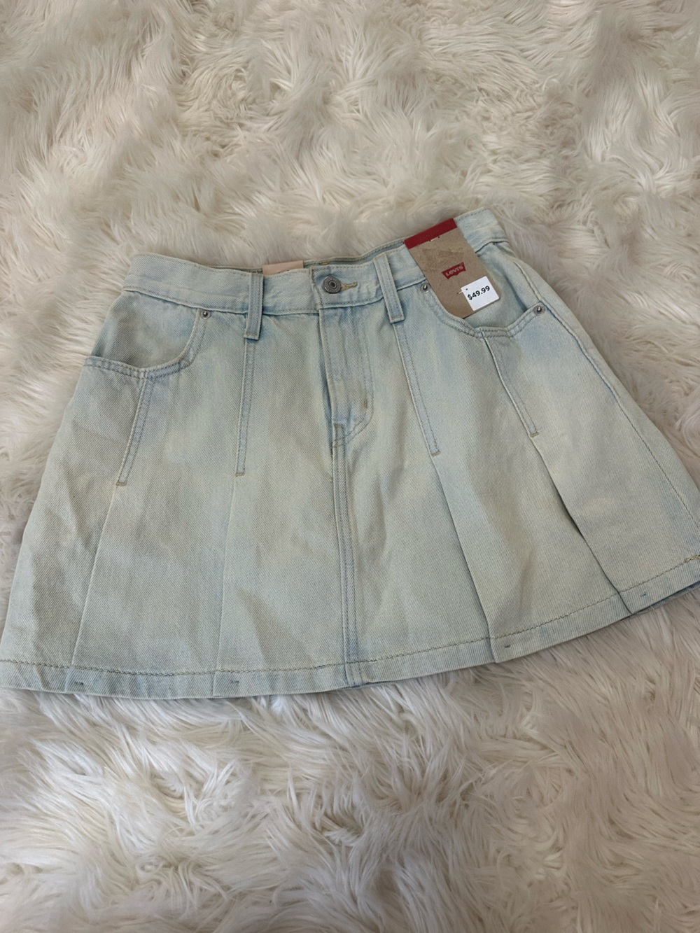 NWT Levi's Light Blue Denim pleated Circle Skirt size 26